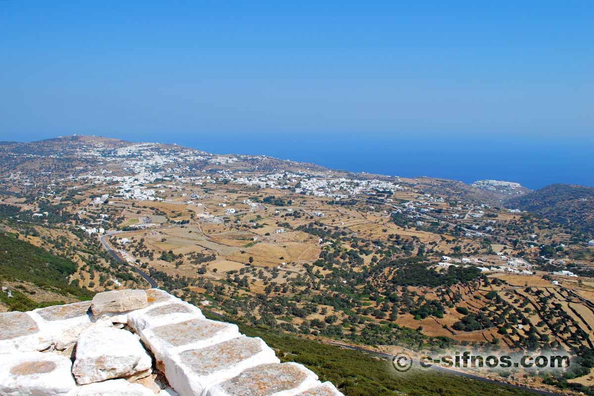 View to the central villages and the Aegean from Agios Andreas