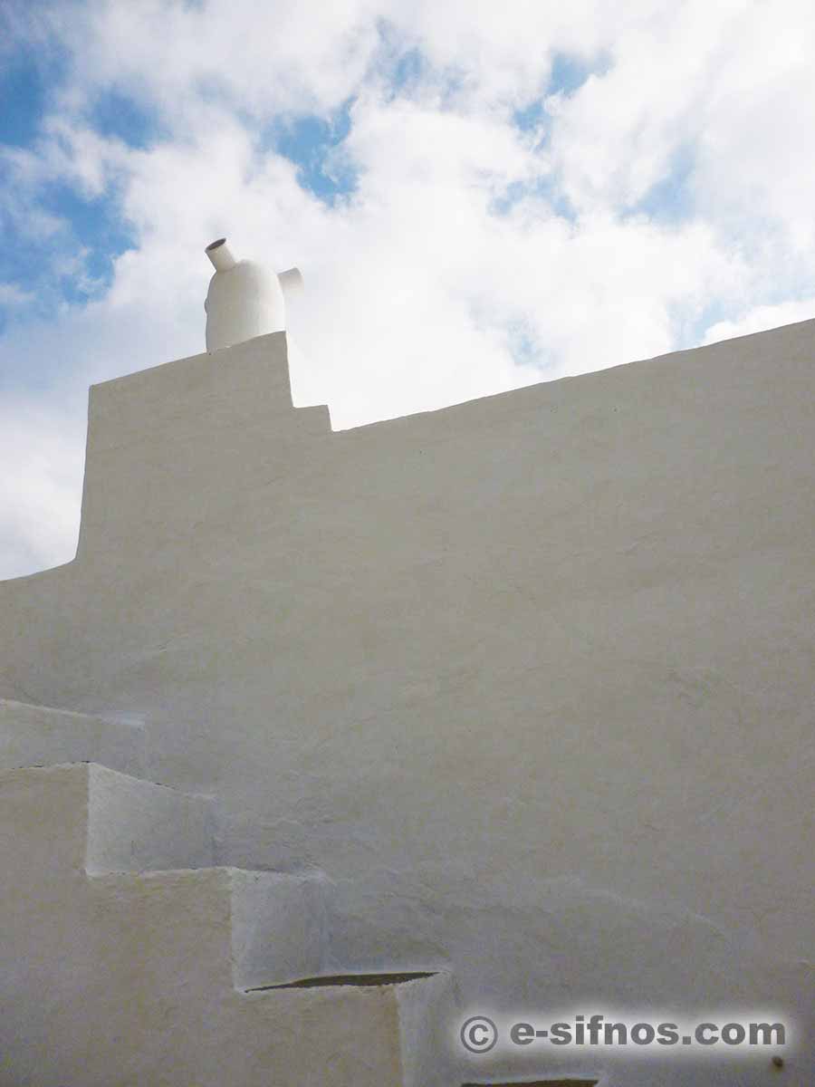 White ceramic chimney (flaros) in Pano Petali