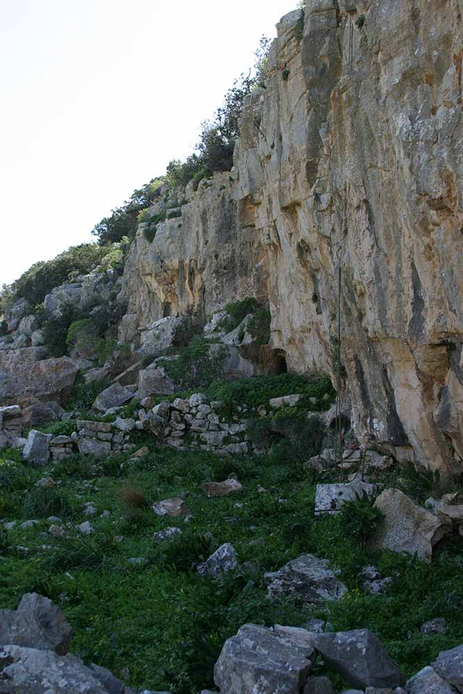 Climbing at Mavri Spilia crag