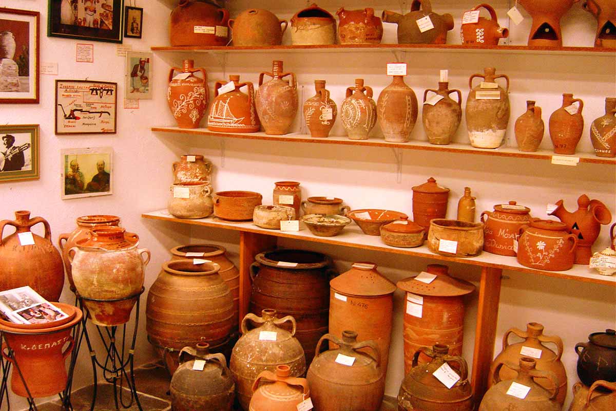 Hall with exhibits at the Folklore Museum of Sifnos