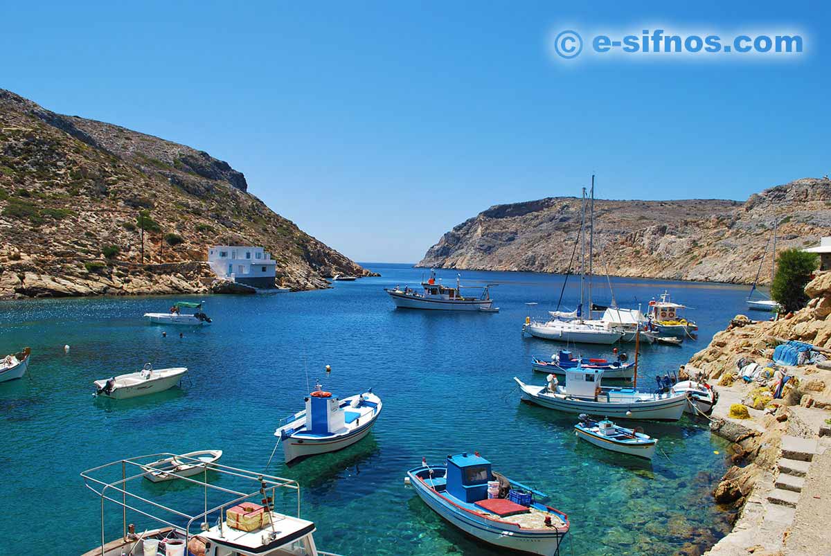 The gulf of Cheronissos with fishing boats