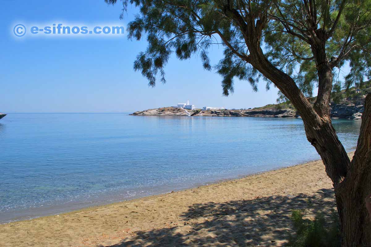 The church of Chrissopigi from the beach Apokofto