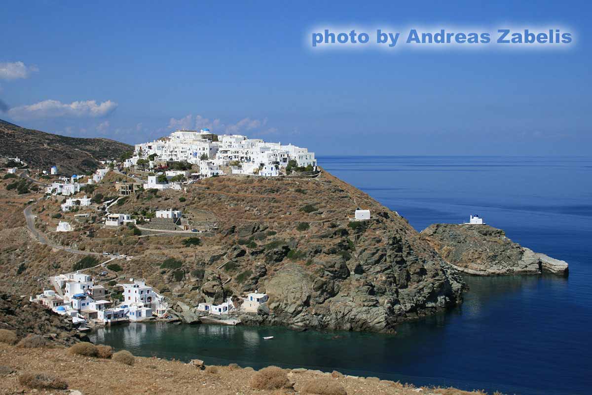 The village of Kastro and the small port of Seralia in Sifnos