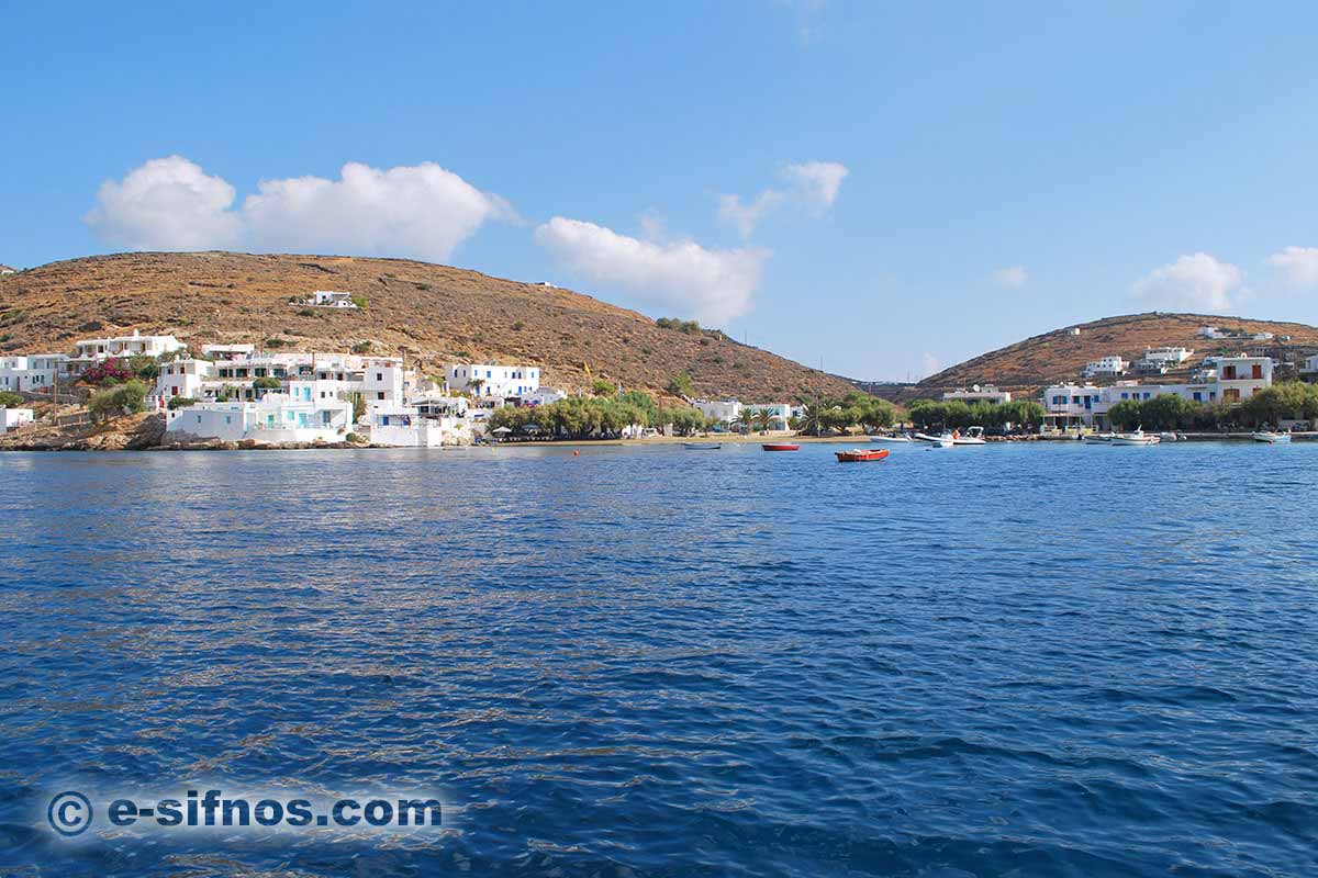 The beach and the village of Faros from the sea