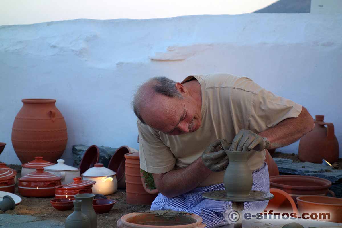 Potter while making a ceramic vase